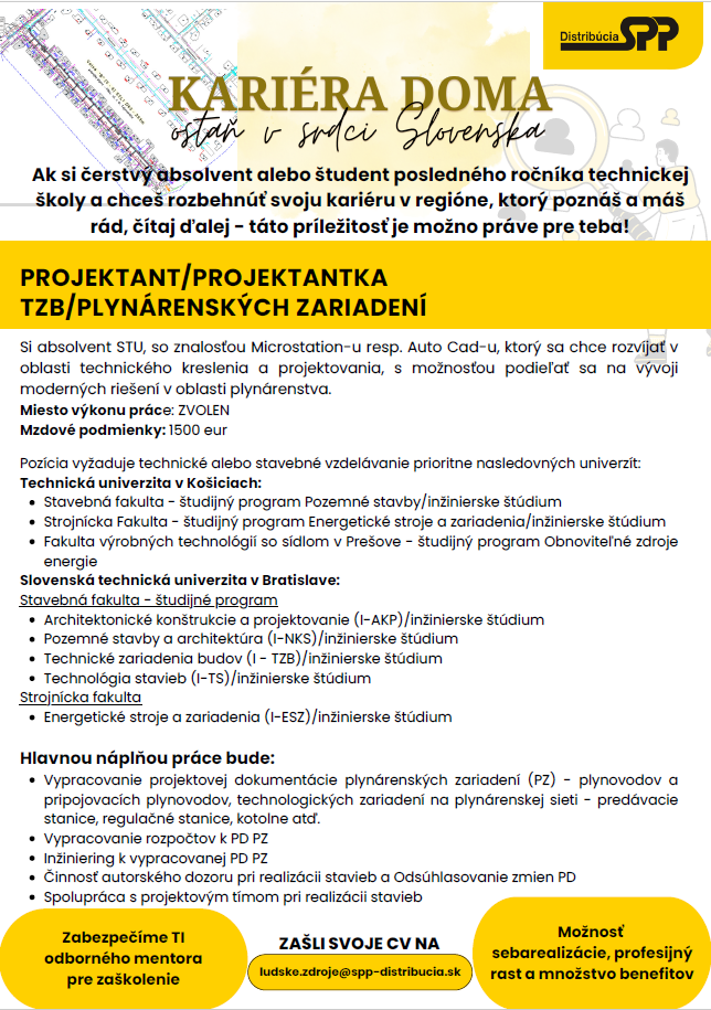 Pracovná ponuka spoločnosti SPP - distribúcia