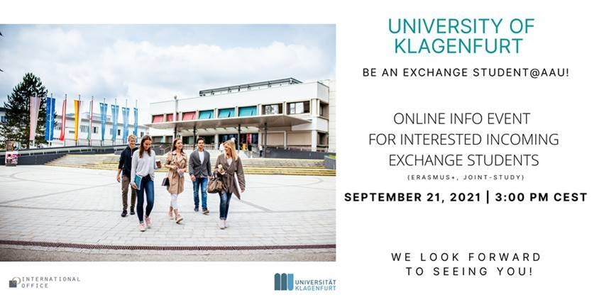 Pozvánka na online event "Exchange@AAU" University of Klagenfurt, Austria, pre študentov FVT TUKE!!!!